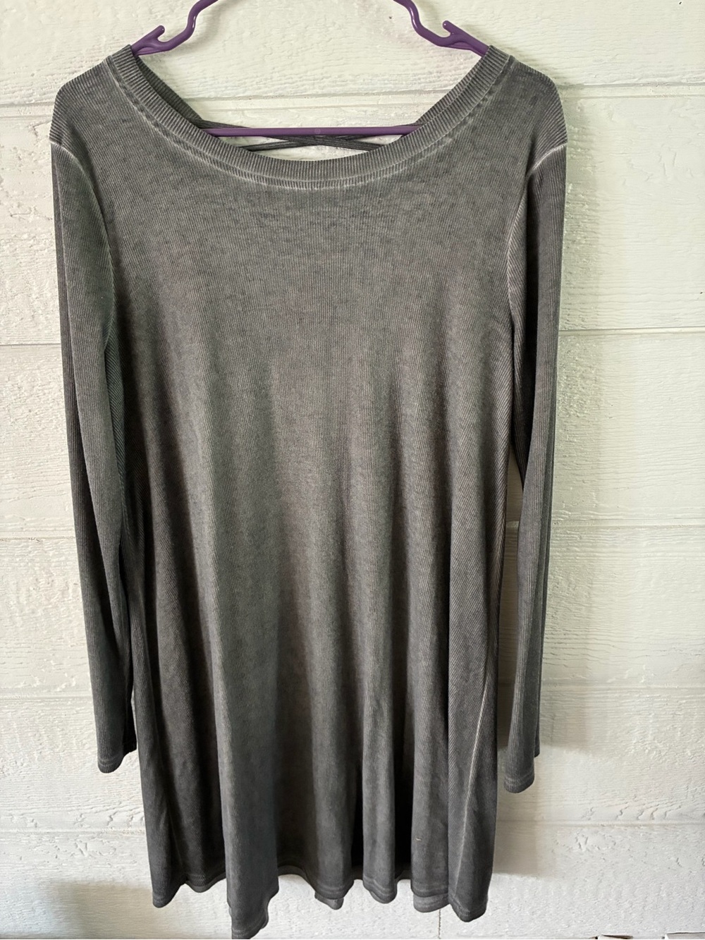 easel Gray Long-Sleeve Swing Dress